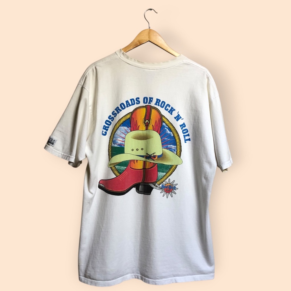Vintage 90s Hard Rock Cafe Nashville Cowboy Boot Western Graphic T-shirt MENS XL